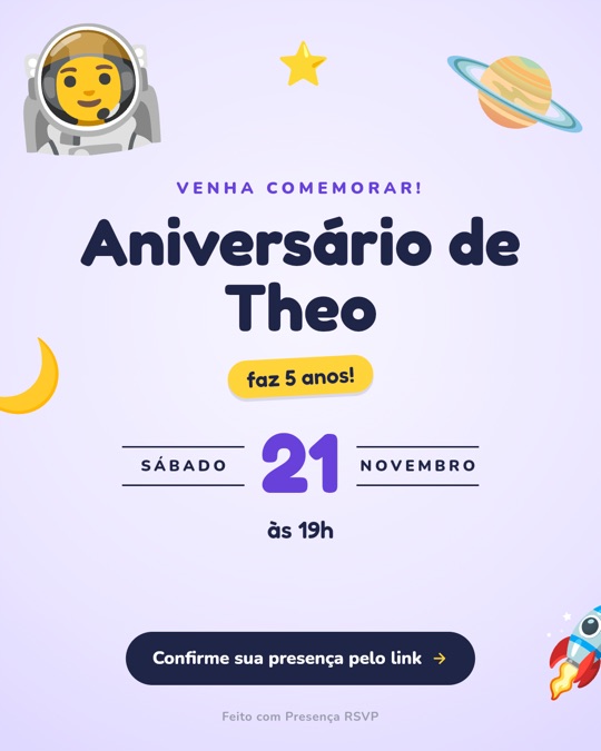 Convite no tema Astronauta