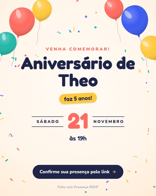Convite no tema Balões