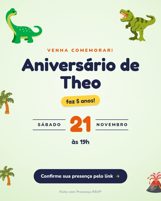Convite no tema Dinossauros