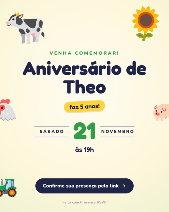 Convite no tema Fazendinha