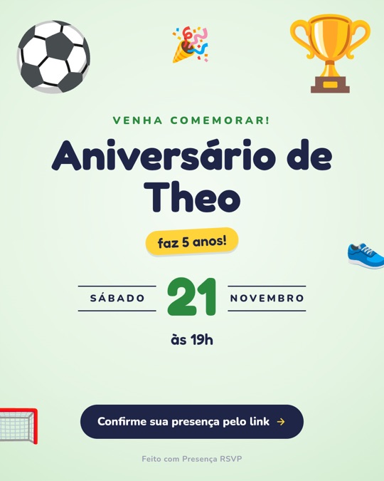 Convite no tema Futebol