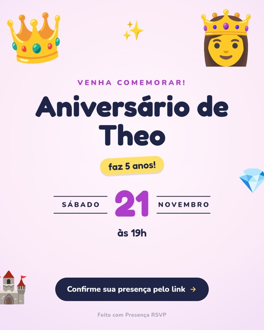 Convite no tema Princesa