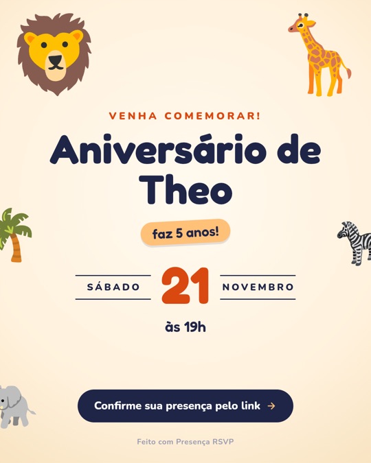 Convite no tema Safári