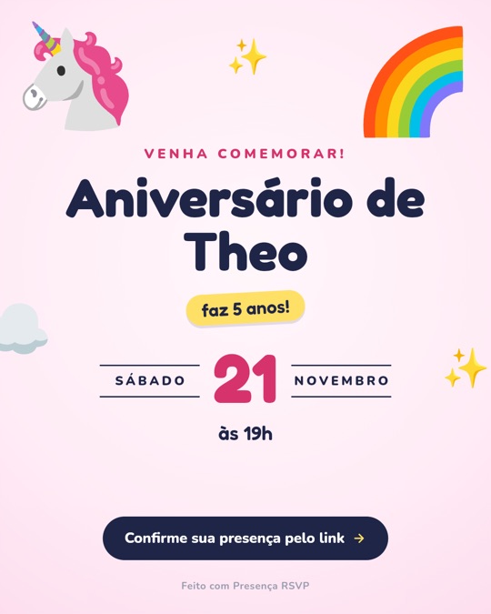 Convite no tema Unicórnio